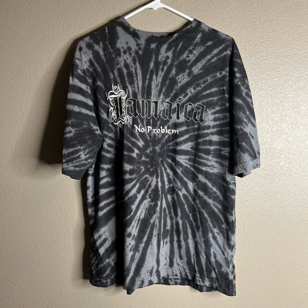Hand Made AV Couture Tie Dye Black Jamaica “No Problem” T Shirt Size XL Unisex